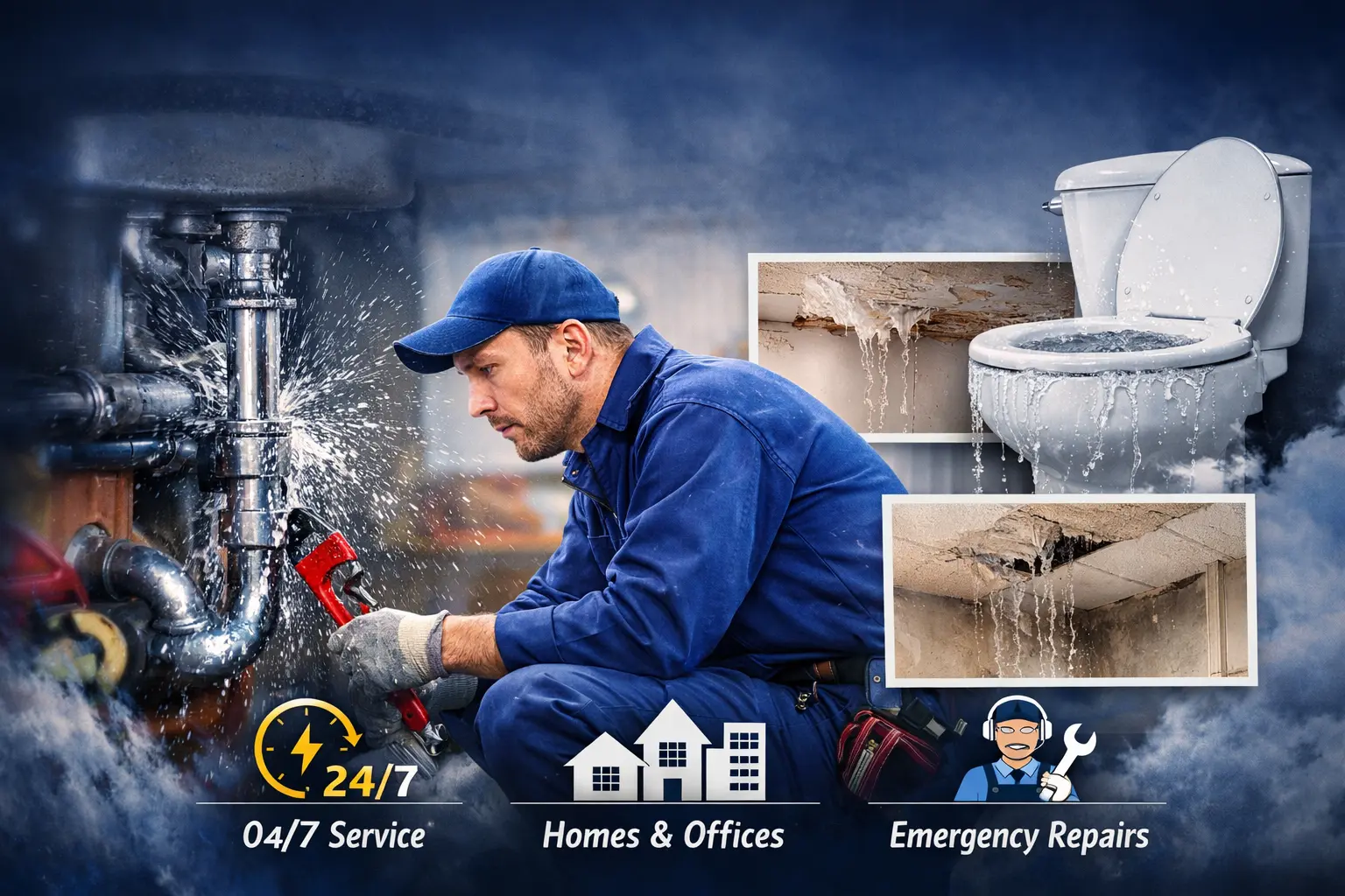 Emergency plumbing services in action